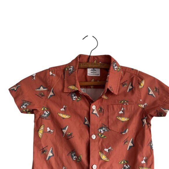 Seaesta Surf X Peanuts® Snoopy Shade Button Up Shirt, Rust Boys Medium - Picture 3 of 12